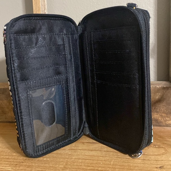 Vera Bradley black floral & paisley compact wallet - Picture 2 of 11